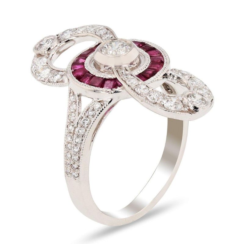Photo 1 of 0.28ct Diamond and 0.82ct Ruby Platinum Ring (1.13ctw Diamonds) Size 6 1/4 with Appraisal RN027871