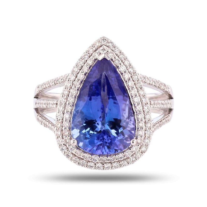 Photo 1 of 4.37ct Tanzanite and 0.58ctw Diamond Platinum Ring size 7 RN037551