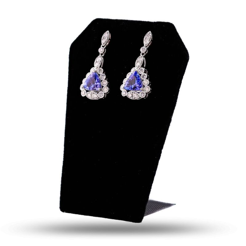 Photo 1 of 4.94ctw Tanzanite and 2.06ctw Diamond Platinum Dangle Earrings with Appraisal ER007565