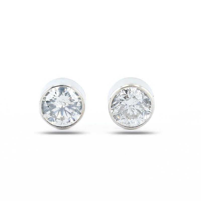 Photo 1 of 1.81ctw G COLOR SI2 CLARITY Diamond 14K White Gold Stud Earrings with Appraisal ER007819