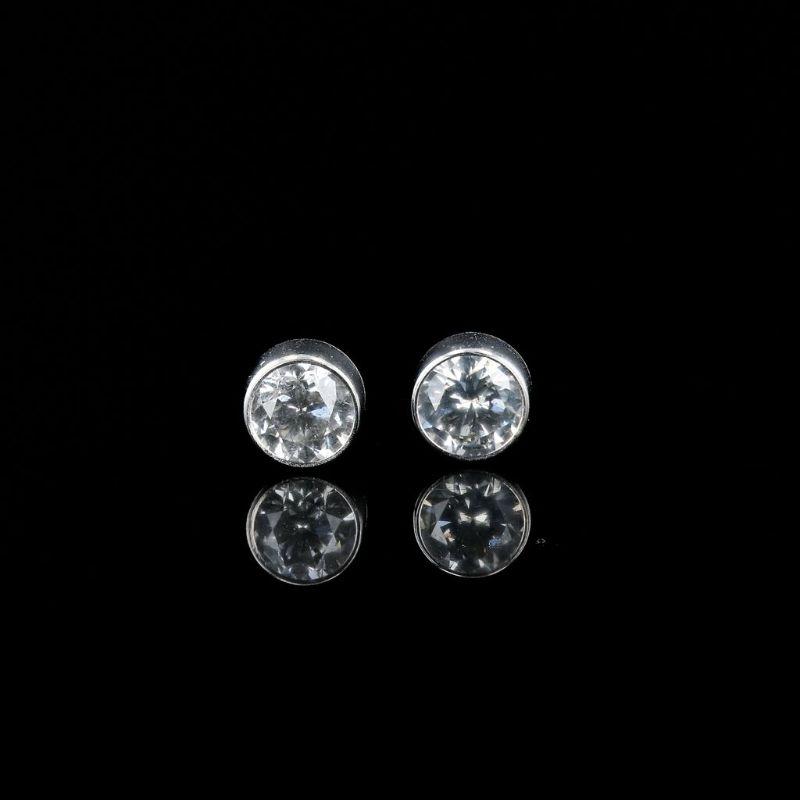 Photo 1 of 1.81ctw G COLOR SI2 CLARITY Diamond 14K White Gold Stud Earrings with Appraisal ER007819