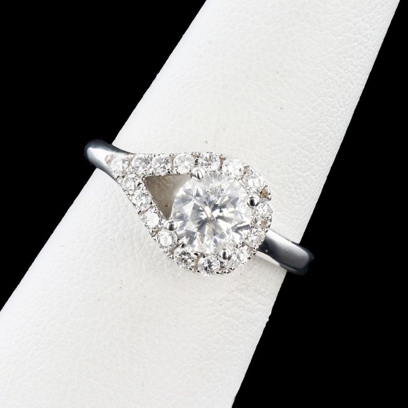Photo 1 of 1.01ct G COLOR SI3 CLARITY CENTER Diamond 18K White Gold Ring (1.34ctw Diamonds) size 6 1/4 with Appraisal RN031445