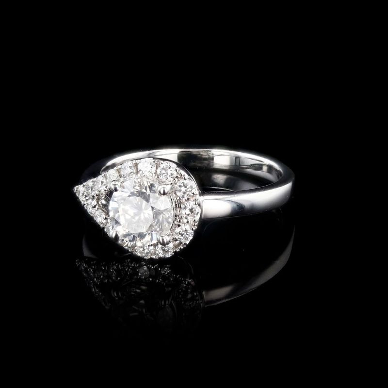 Photo 1 of 1.01ct G COLOR SI3 CLARITY CENTER Diamond 18K White Gold Ring (1.34ctw Diamonds) size 6 1/4 with Appraisal RN031445