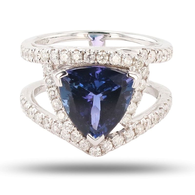 Photo 1 of 4.57ct Tanzanite and 0.85ctw Diamond 18K White Gold Ring size 6 1/4 with Appraisal RN033034