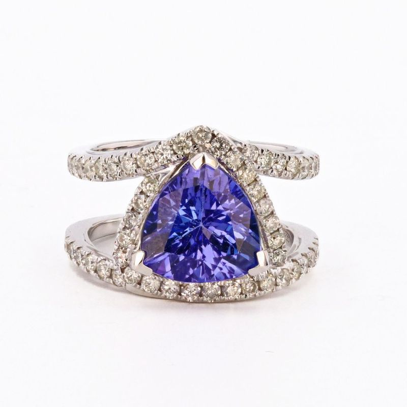 Photo 1 of 4.02ct Tanzanite and 0.84ctw Diamond 18K White Gold Ring size 6 1/2 with Appraisal RN033872
