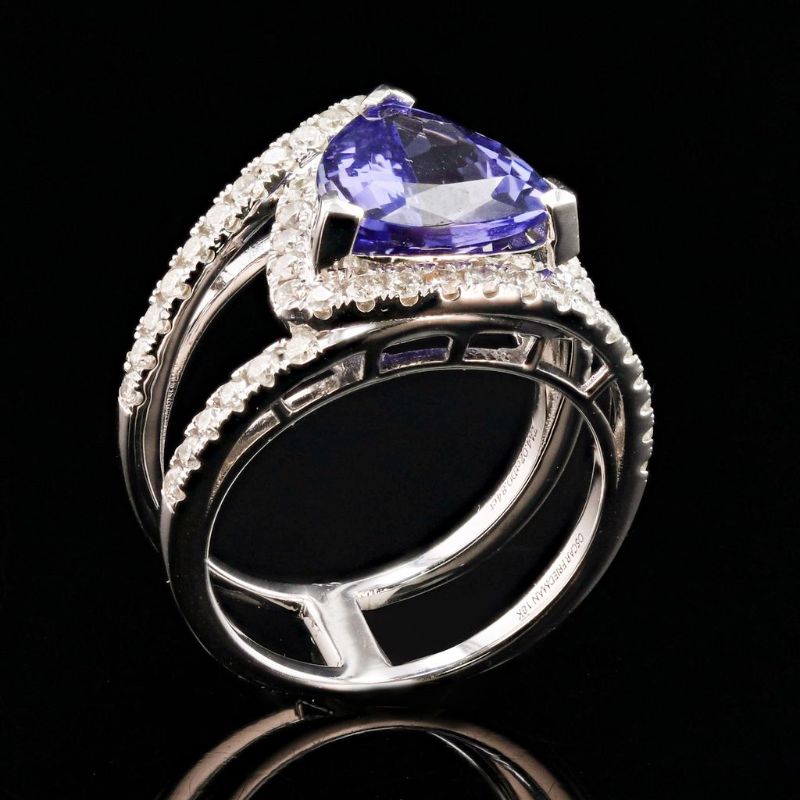 Photo 1 of 4.02ct Tanzanite and 0.84ctw Diamond 18K White Gold Ring size 6 1/2 with Appraisal RN033872