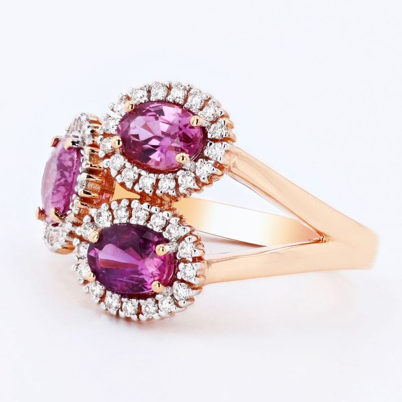 Photo 1 of 3.47ctw Purple Sapphire and 0.44ctw Diamond 18K Rose Gold Ring size 6 3/4 with Appraisal RN029845