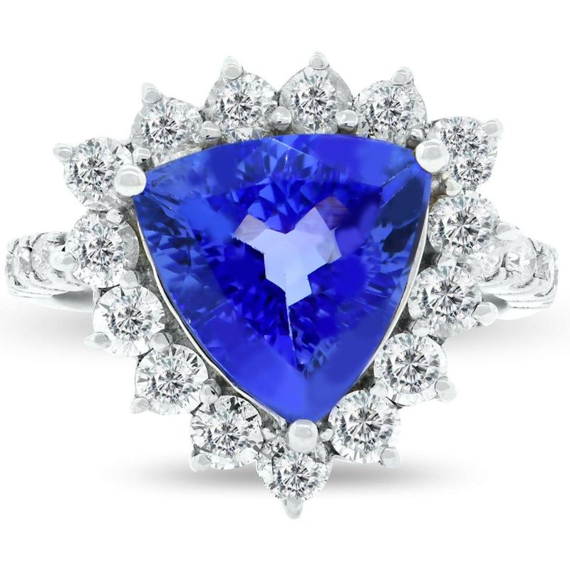 Photo 1 of 3.95ct Tanzanite and 1.15ctw Diamond 14K White Gold Ring Size 7 1/4 with Appraisal RN009902
