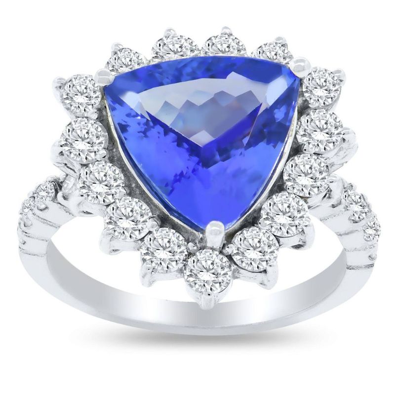 Photo 1 of 3.95ct Tanzanite and 1.15ctw Diamond 14K White Gold Ring Size 7 1/4 with Appraisal RN009902