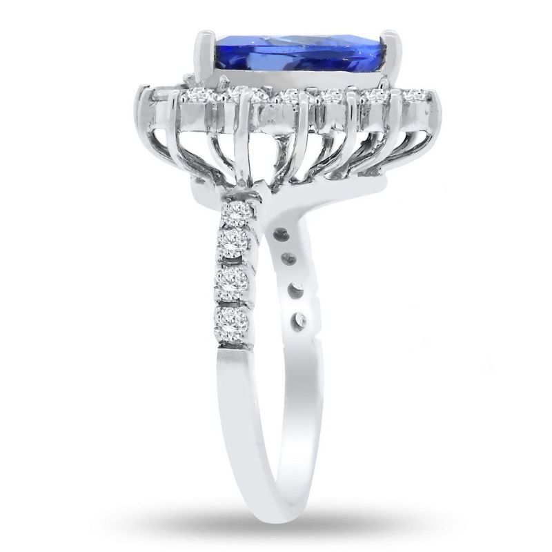 Photo 1 of 3.95ct Tanzanite and 1.15ctw Diamond 14K White Gold Ring Size 7 1/4 with Appraisal RN009902