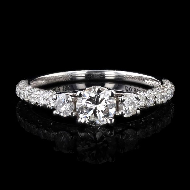 Photo 1 of 0.50ct SI2 CLARITY CENTER Diamond 18K White Gold Ring (1.38ctw Diamonds) GIA CERTIFIED size 6 1/2 with Appraisal RN019349