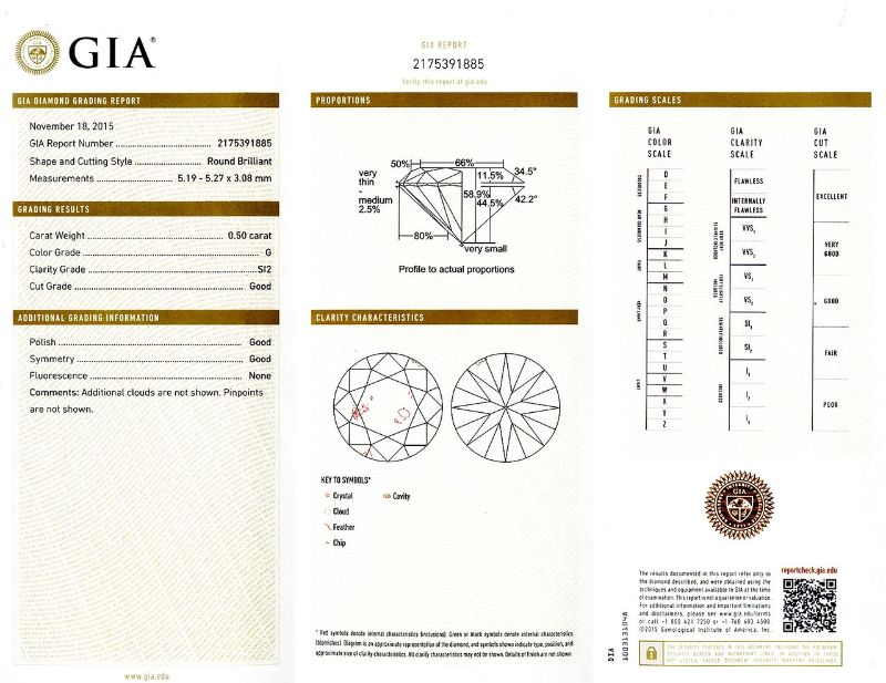 Photo 1 of 0.50ct SI2 CLARITY CENTER Diamond 18K White Gold Ring (1.38ctw Diamonds) GIA CERTIFIED size 6 1/2 with Appraisal RN019349