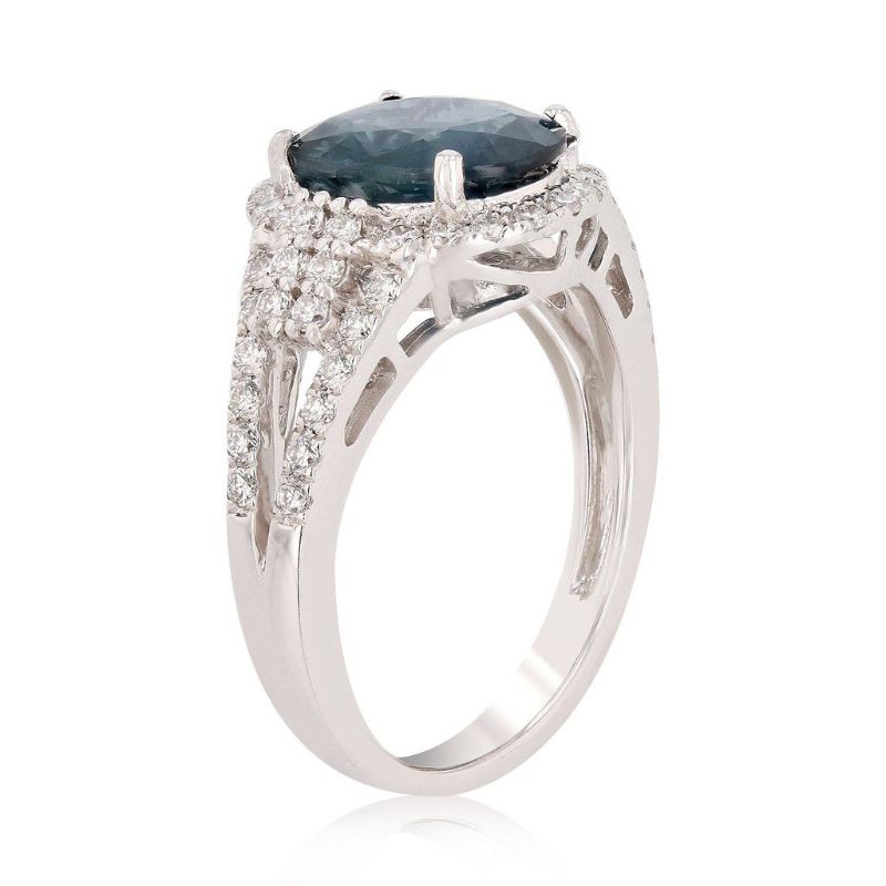 Photo 1 of 3.19ct Blue Sapphire and 0.60ctw Diamond Platinum Ring (GIA CERTIFIED) size 7 with Appraisal RN024580