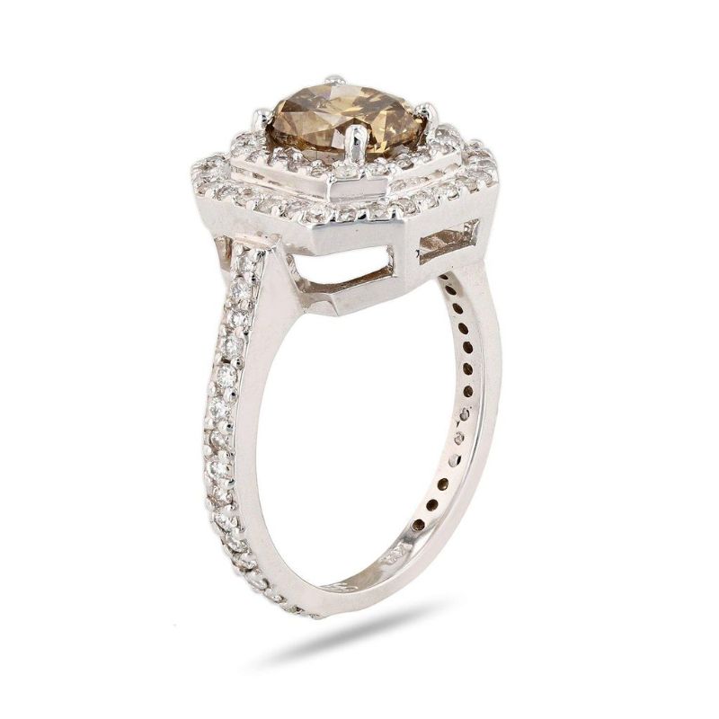 Photo 1 of 1.57ct Fancy Dark Yellowish Brown CENTER Diamond 14K White Gold Ring (2.31ctw Diamonds) GIA CERTIFIED Size 6 1/2 with Appraisal RN019011