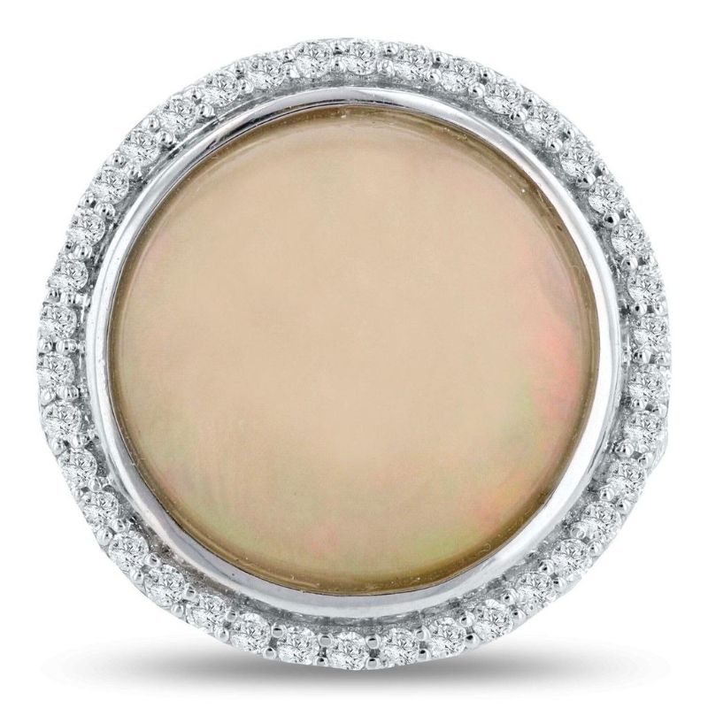 Photo 1 of 8.79ct Opal and 0.69ctw Diamond Platinum Ring (GIA CERTIFIED) Size 7 with Appraisal RN020945