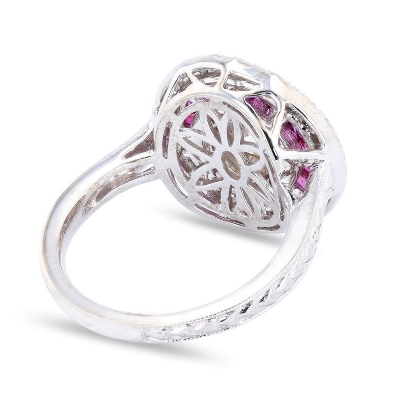 Photo 1 of 1.10ct Diamond and 1.01ctw Ruby 18K White Gold Ring (1.43ctw Diamonds) Size 6 1/2 with Appraisal RN031237
