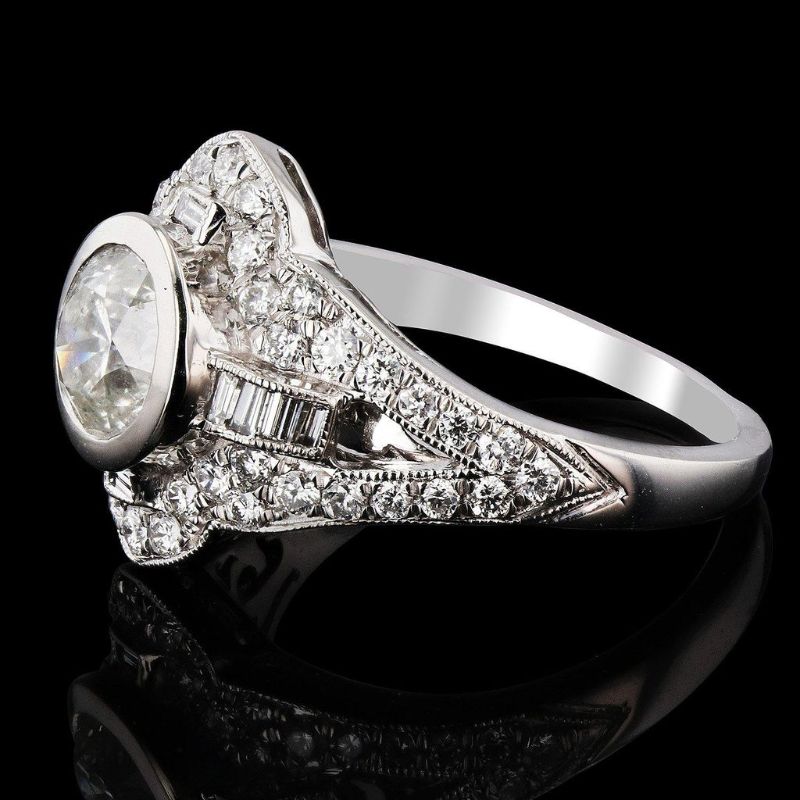 Photo 1 of 1.04ct SI3 CLARITY CENTER Diamond Platinum Ring (1.76ctw Diamonds) EGL CERTIFIED Size 6 1/4 with Appraisal RN025918