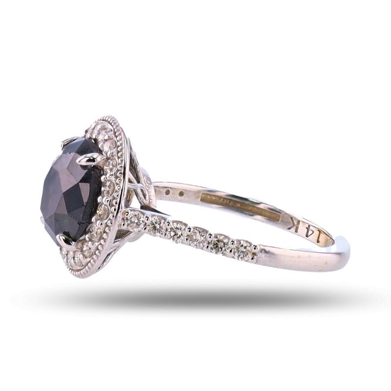 Photo 1 of 3.64ct Fancy Black CENTER Diamond 14K White Gold Ring (4.32ctw Diamonds) Size 6 1/2 with Appraisal RN038811