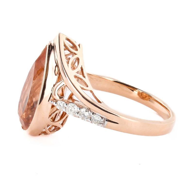 Photo 1 of 3.55ct Morganite and 0.21ctw Diamond 14K Rose and White Gold Ring Size 6 1/2 with Appraisal RN036677