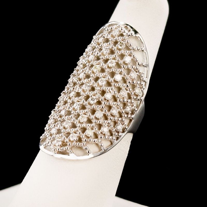 Photo 1 of 1.00ct SI1 to SI2 CLARITY Diamond 14K White Gold Ring Size 6 1/4 with Appraisal RN035869