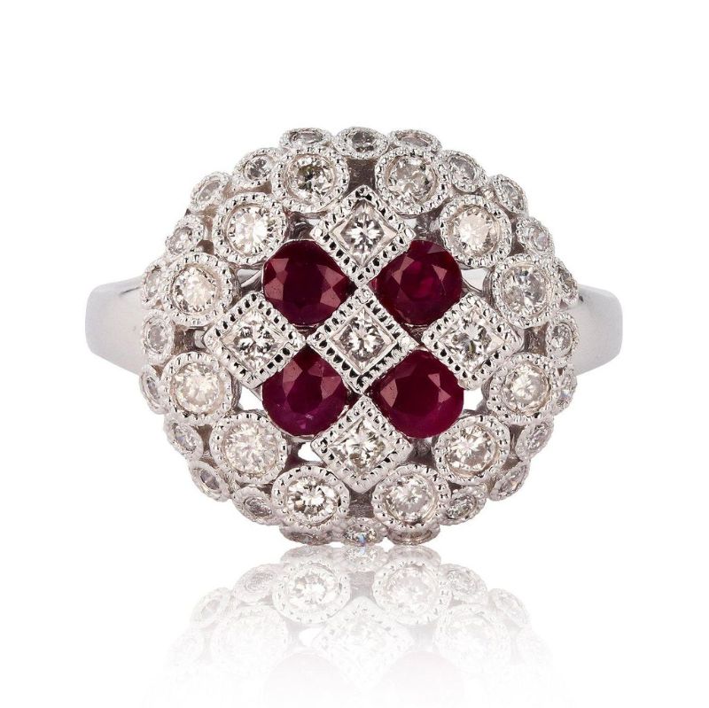 Photo 1 of 0.66ctw Ruby and 0.70ctw Diamond Platinum Ring size 7 1/4 with Appraisal RN027207