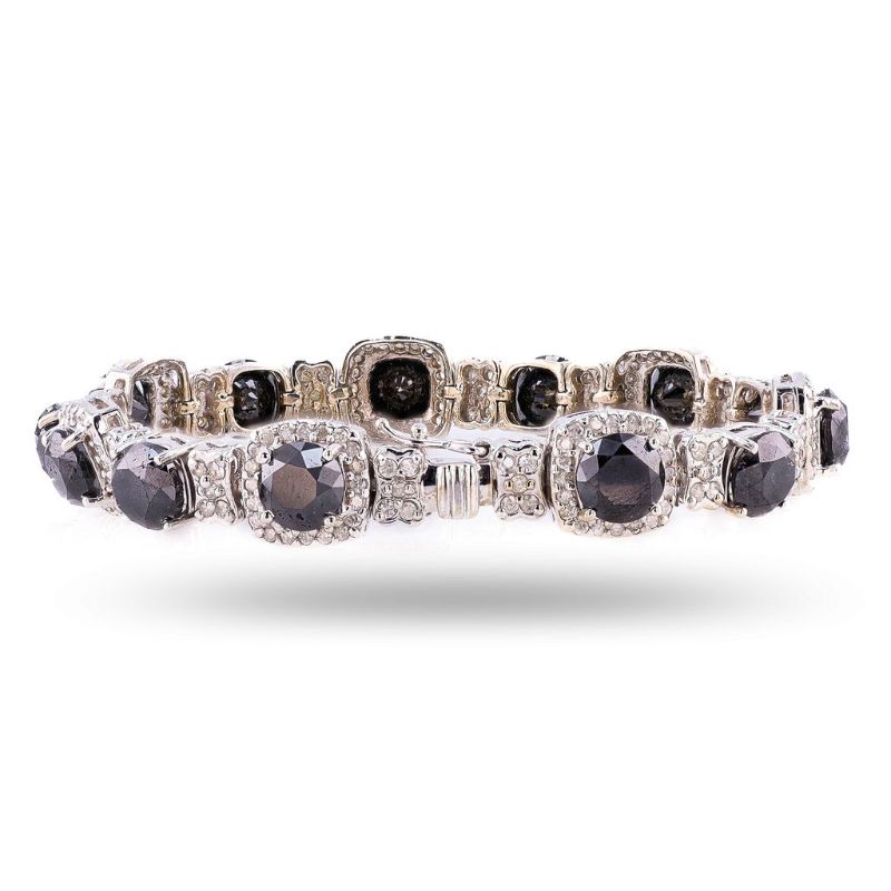 Photo 1 of 23.53ctw Fancy Black Diamond 14K White Gold Bracelet (25.73ctw Diamonds) size 7" with Appraisal BR007671