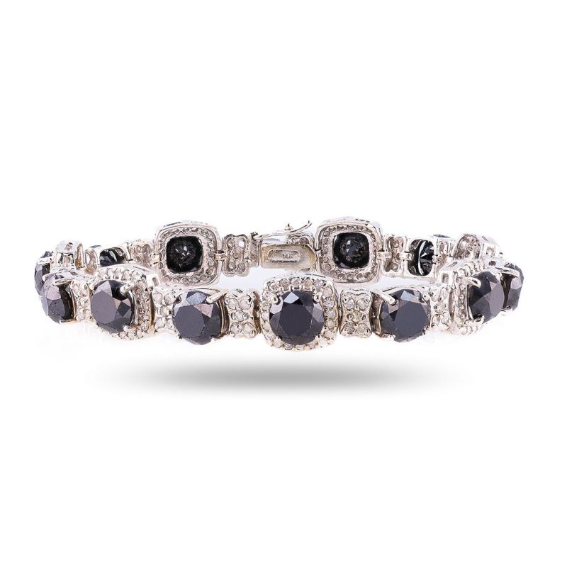 Photo 1 of 23.53ctw Fancy Black Diamond 14K White Gold Bracelet (25.73ctw Diamonds) size 7" with Appraisal BR007671