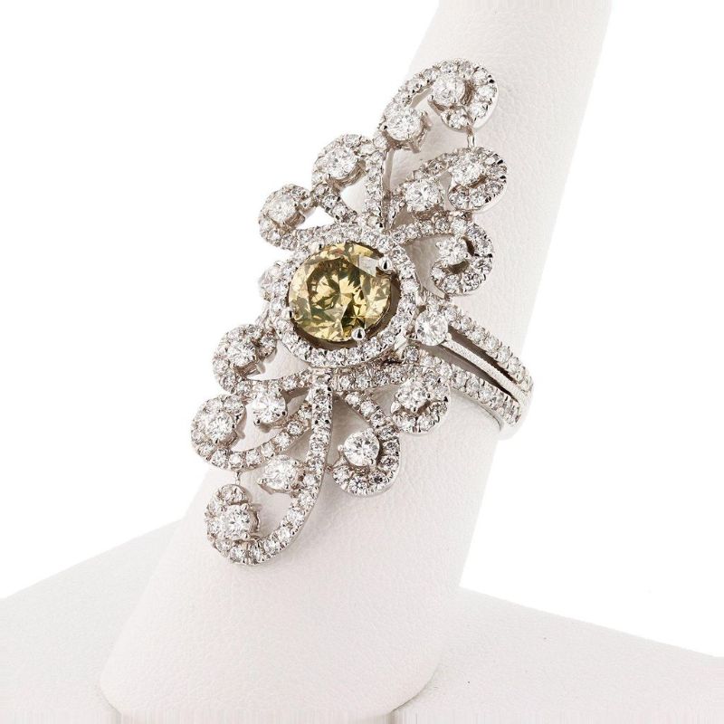 Photo 1 of 1.72ct Fancy Brownish Orange CENTER Diamond Platinum Ring (3.96ctw Diamonds) size 6 3/4 with Appraisal RN027085