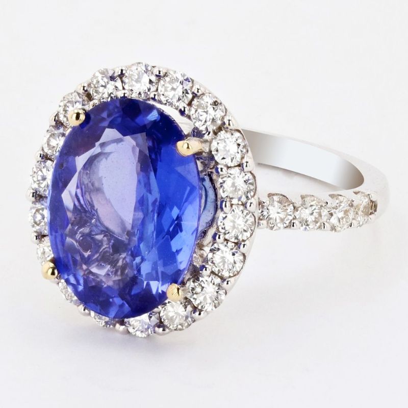 Photo 1 of 4.77ct Tanzanite and 1.71ctw Diamond 18K White Gold Ring Size 6 3/4 with Appraisal RN017310