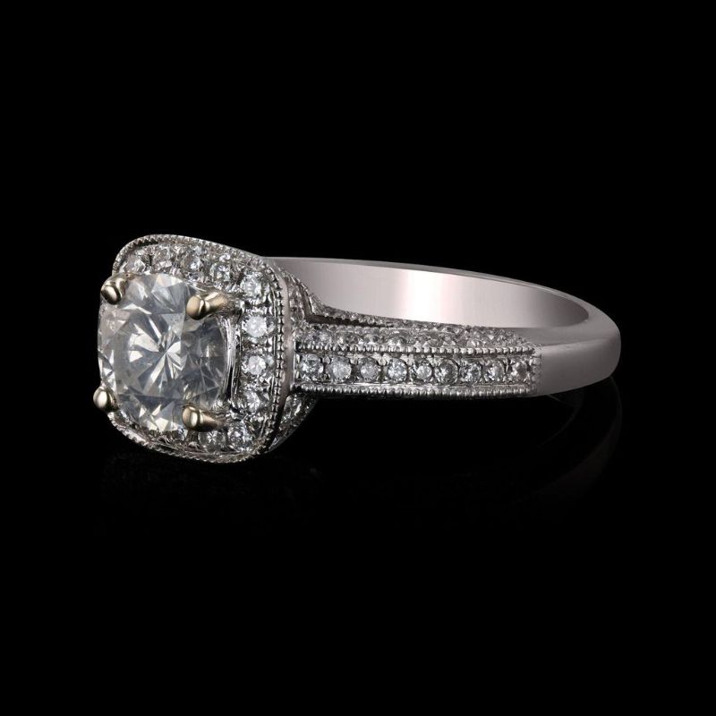 Photo 1 of 1.00ct SI3 CLARITY CENTER Diamond 18K White Gold Ring (1.80ctw Diamonds) EGL CERTIFIED size 7 with Appraisal RN016481