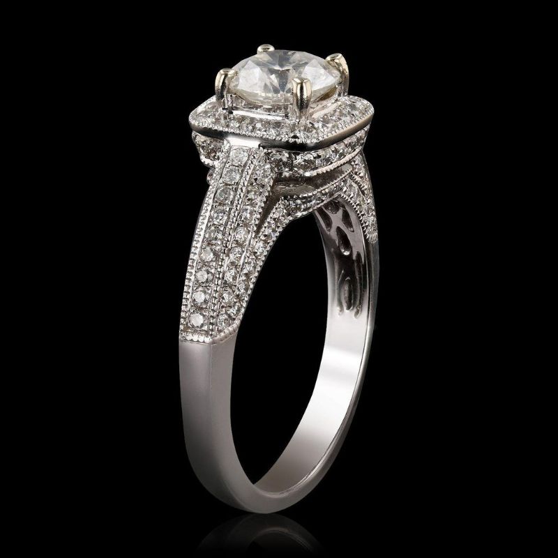 Photo 1 of 1.00ct SI3 CLARITY CENTER Diamond 18K White Gold Ring (1.80ctw Diamonds) EGL CERTIFIED size 7 with Appraisal RN016481