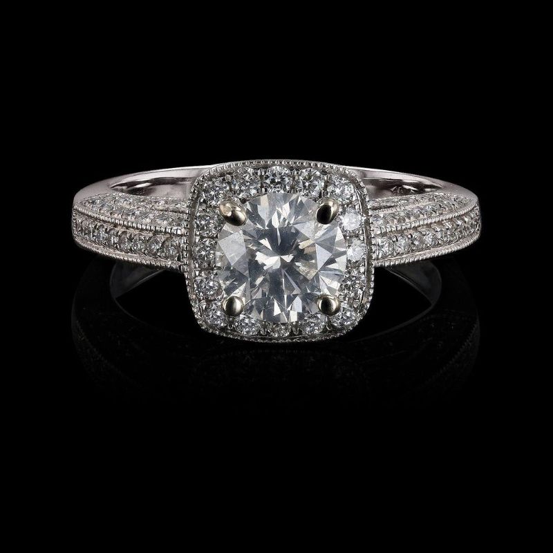 Photo 1 of 1.00ct SI3 CLARITY CENTER Diamond 18K White Gold Ring (1.80ctw Diamonds) EGL CERTIFIED size 7 with Appraisal RN016481