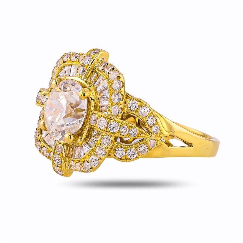 Photo 1 of 2.60ct G COLOR I1 CLARITY CENTER Diamond 18K Yellow Gold Ring (2.60ctw Diamonds) size 9 with Appraisal RN038363