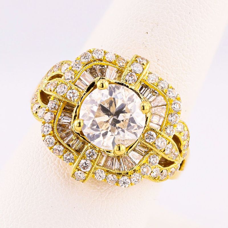Photo 1 of 2.60ct G COLOR I1 CLARITY CENTER Diamond 18K Yellow Gold Ring (2.60ctw Diamonds) size 9 with Appraisal RN038363