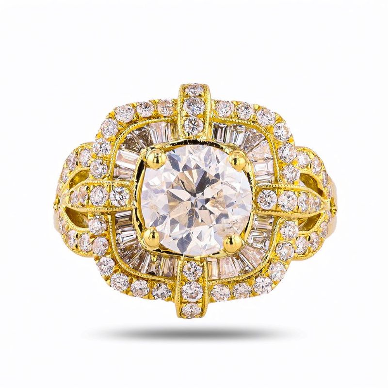 Photo 1 of 2.60ct G COLOR I1 CLARITY CENTER Diamond 18K Yellow Gold Ring (2.60ctw Diamonds) size 9 with Appraisal RN038363