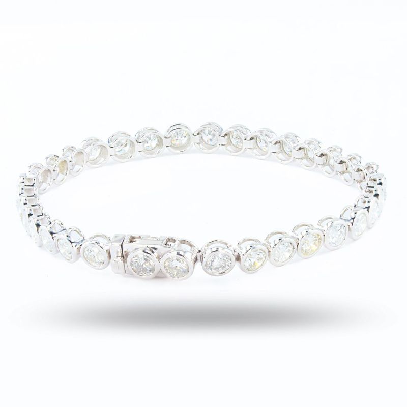 Photo 1 of 9.68ctw G to H COLOR SI3 to I2 CLARITY Diamond Platinum Tennis Bracelet Size 7 1/2" with Appraisal BR008459