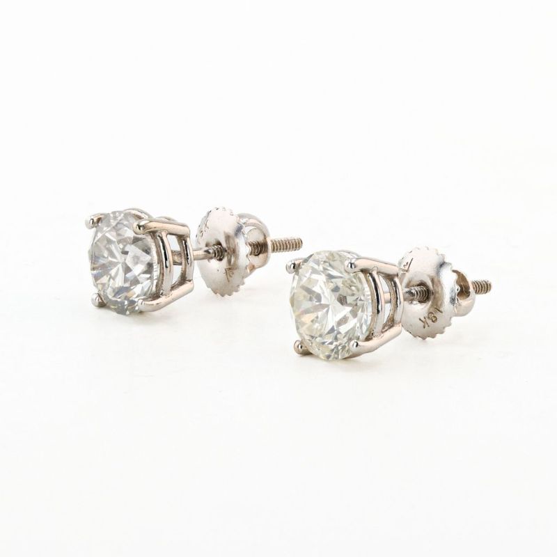 Photo 1 of 2.99ctw Diamond 18K White Gold Stud Earrings with Appraisal ER005821