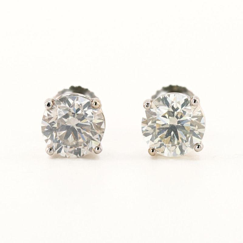 Photo 1 of 2.99ctw Diamond 18K White Gold Stud Earrings with Appraisal ER005821