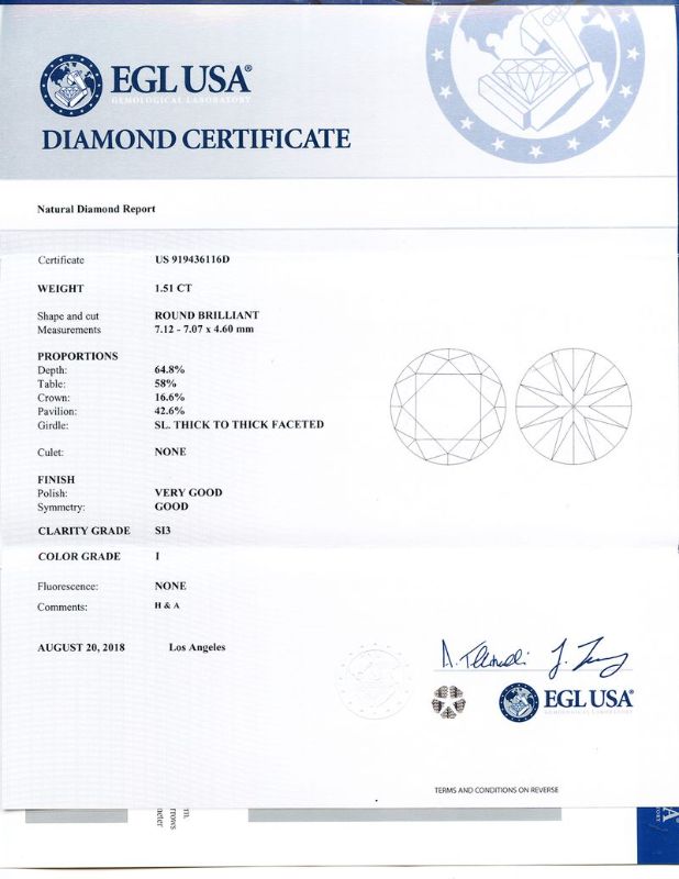 Photo 1 of 2.99ctw Diamond 18K White Gold Stud Earrings with Appraisal ER005821