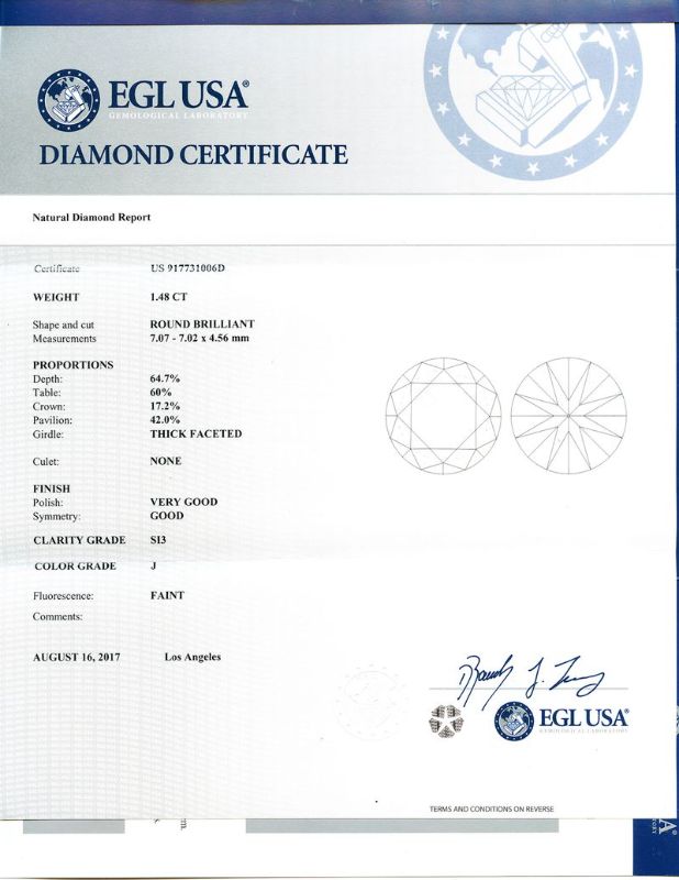 Photo 1 of 2.99ctw Diamond 18K White Gold Stud Earrings with Appraisal ER005821