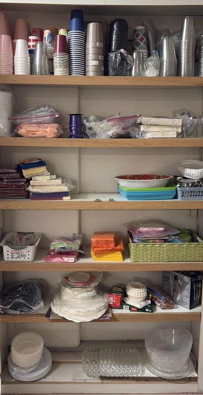 Photo 1 of CONTENTS OF CABINET-PARTY NAPKINS DISHES CUPS