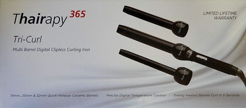 Photo 2 of THAIRAPY 365 TRI CURLING IRON 3 SIZES 19MM 25MM AND 32 MM BARREL CLIPLESS TOURMALINE CERAMIC DESIGN AND 360 SWIVEL CORD NEW