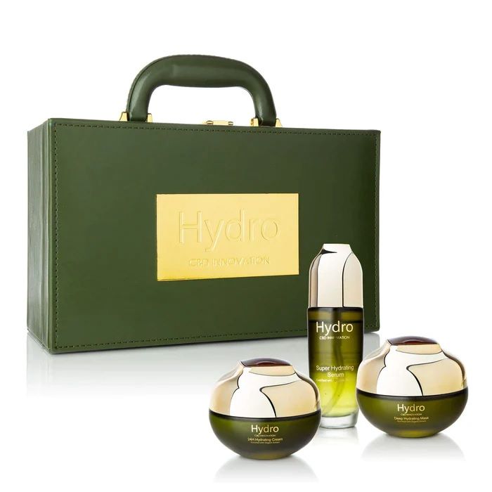 Photo 2 of HYDRO INNOVATION CASE COMES WITH 1 HYDRATING SERUM 1 DEEP HYDRATING MASK AND 1 HYDRATING CREAM PRODUCTS ARE EXCELLENT FOR ANTIOXIDANTS MOISTURIZING HEALING AND CALMING PROPERTIES THEY ARE MADE WITH CBD 24K GOLD OLIVE OIL AND MARINE COLLAGEN NEW IN CASE