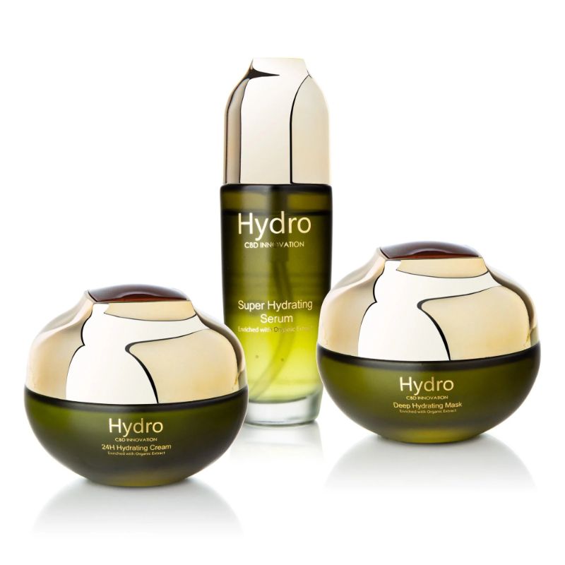 Photo 1 of HYDRO INNOVATION CASE COMES WITH 1 HYDRATING SERUM 1 DEEP HYDRATING MASK AND 1 HYDRATING CREAM PRODUCTS ARE EXCELLENT FOR ANTIOXIDANTS MOISTURIZING HEALING AND CALMING PROPERTIES THEY ARE MADE WITH CBD 24K GOLD OLIVE OIL AND MARINE COLLAGEN NEW IN CASE