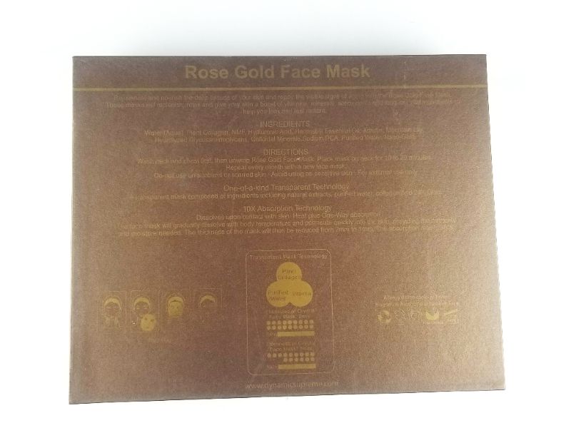 Photo 3 of ROSE GOLD 12 IN 1 FACE MASK 24K GOLD BRIGHTENS WHILE CALMING PORES CAFFEINE HELPS FIRM AND TIGHTENS MAGNESIUM RE ENERGIZES LOWERING AGING AND STRESS ALSO HELPS REDUCE ANY FINE LINE OR WRINKLE LEAVING SKIN SMOOTH NEW
