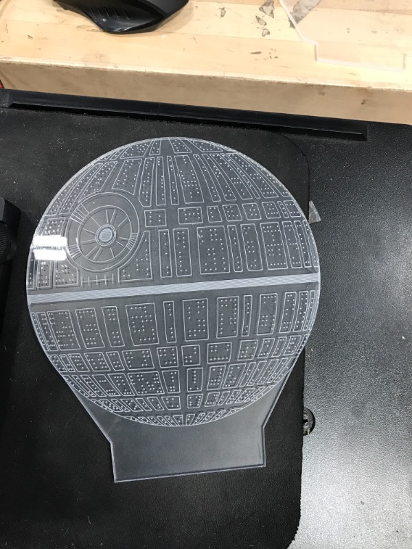 Photo 2 of DEATH STAR WIRELESS 3D OPTICAL ILLUSION NIGHT LIGHT 16 COLORS 2 MODES DOE NOT OVERHEAT USES 3 AA BATTERIES OR CHARGE WITH USB NEW 