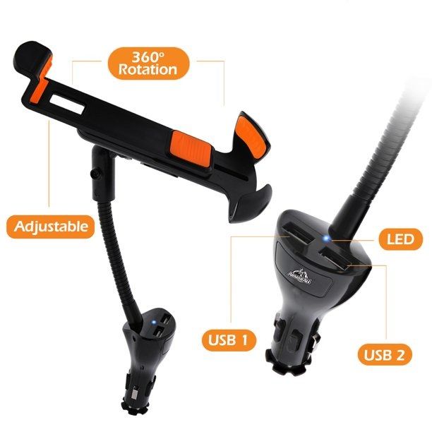 Photo 1 of POWER GOOSENECK UNIVERSAL SMARTPHONE MOUNT ADJUSTS 360 DEGREES AND HAS 2 USB CHARGING PORTS NEW