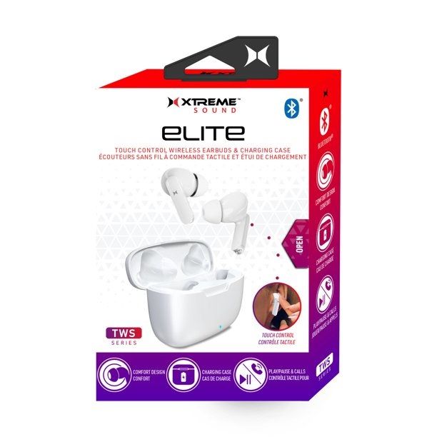 Photo 2 of WHITE ELITE TOUCH CONTROL WIRELESS EARBUDS AND CHARGING CASE NEW 