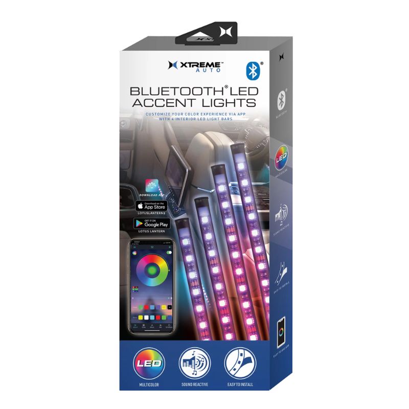 Photo 2 of BLUETOOTH LED CAR ACCENT LIGHT 4 LIGHT STRIPS SOUND REACTIVE MOBILE APP CONTROL NEW