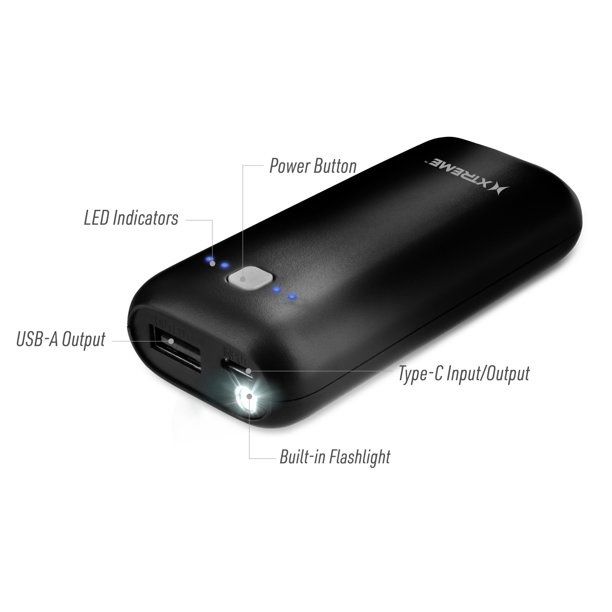 Photo 2 of 3600 MAH TYPE C AND USB POWER BANK BUILT-IN FLASHLIGHT RECHARGEABLE WITH CABLE NEW